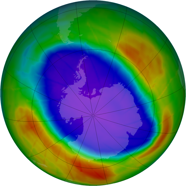 Antarctic ozone map for 24 September 2009